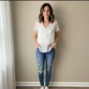 White Short Sleeve Blouse